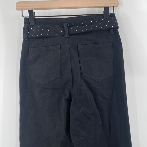 FLYING TOMATO Jeans Small Black Silver Stud Belt NWT Flare Denim Cotton Stretch - Picture 9 of 14